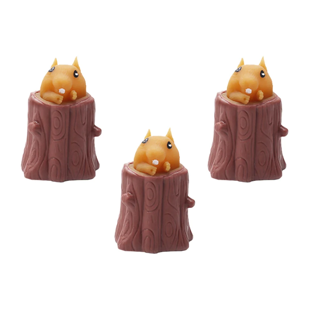 3 Pcs Squirrel Decompression Toy Retractable Plaything Tricky Pressure Relief Toys Stress Reliever Vinyl Material