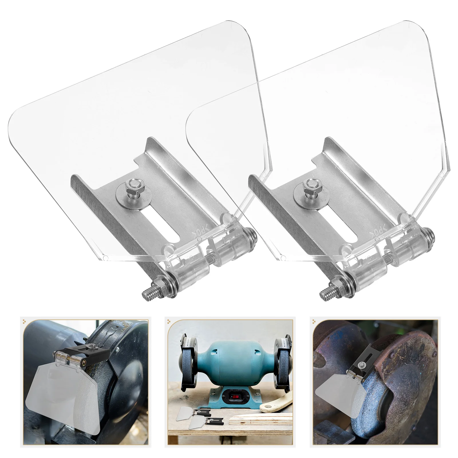

2pcs Bench Grinder Eye Shield Desktop Grinder Guard Stainless Steel Durable Anti-Rust High Hardness Sturdy for Machine
