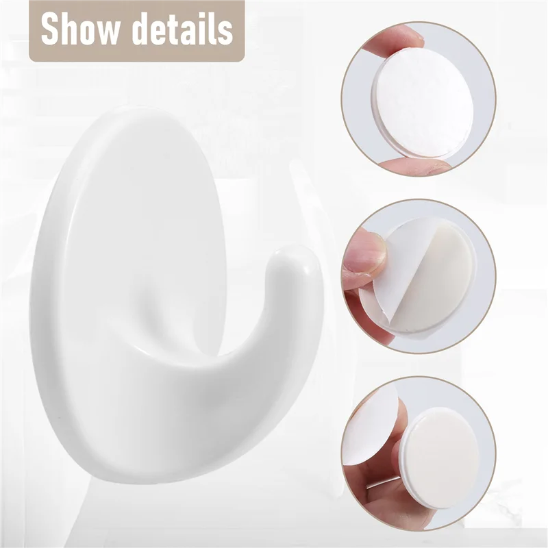 

A26F-12 Pcs Plastic Hooks Self Adhesive, Sticky Hooks Removable Wall Hooks,Stick On Hooks For Hanging Coat Cloth Towel