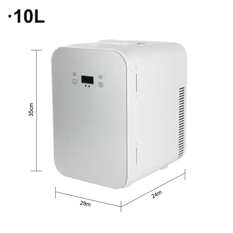 12v Compact Mini Car Fridge 10l Cooling Heating Portable With Led Light Mirror Door