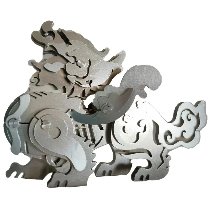 

3D Mechanical Qilin Model Kit Metal Ancient Divine Beast DIY Assembly Toy Model Building Kits for Adults - 26pcs