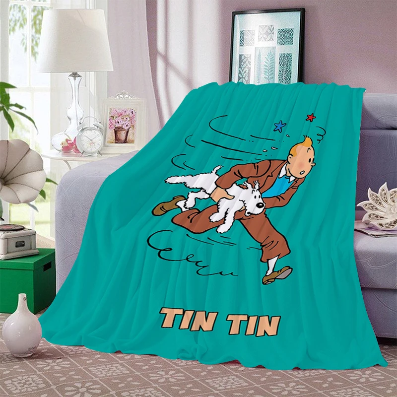 

Fleece Blanket Sofa B-Tintin Warm Knee Bed Camping Custom Nap Fluffy Soft Blankets for Winter King Size Microfiber Bedding