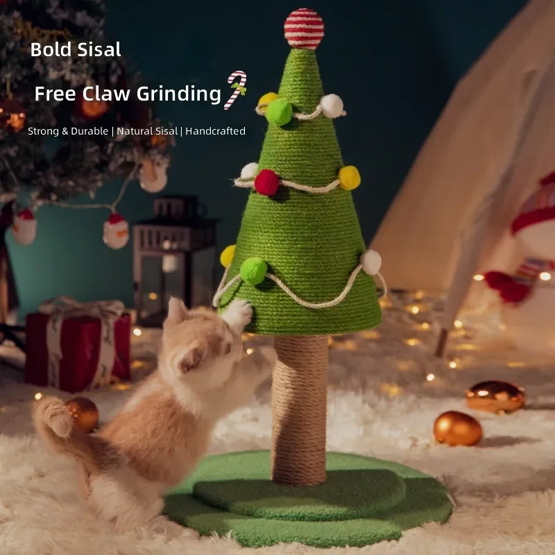 for Cat Climbing Frame Christmas Tree Natural Sisal Scratching Column Simulation Lawn Large Wear Resistant Scratch Resistant