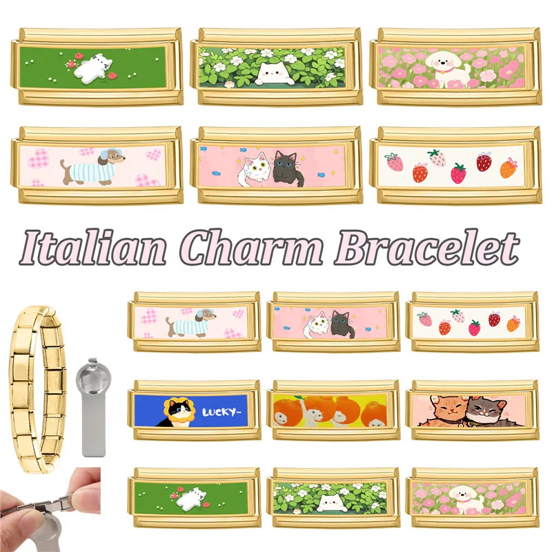 جديد جميل الحيوانات الأليفة القطط والكلاب وصلات سحرية إيطالية تناسب 9 مللي متر سوار الفولاذ المقاوم للصدأ النساء الرجال DIY بها بنفسك صنع المجوهرات