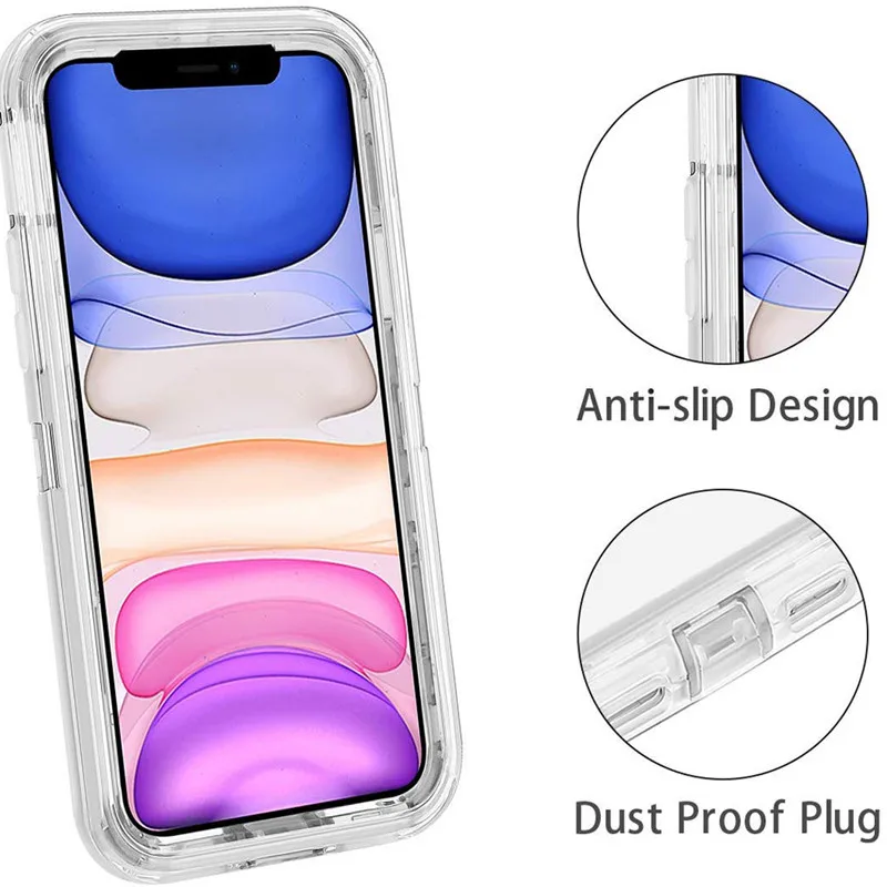 For IPhone 15 14 13 12 11 Pro Max XR XS 6S 7 8 Plus Clear Purple Gray Transparent Shockproof Armor Glossy Plain Phone Case Cover