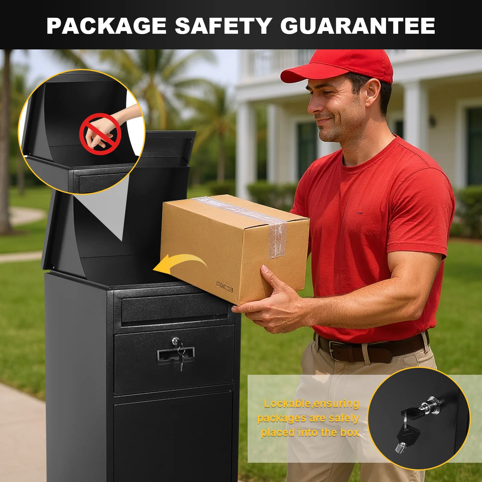 Anti-Theft Parcel Drop Boxes with Lockable Secure Outdoor Package Delivery Waterproof Package Drop Container for Secure Package