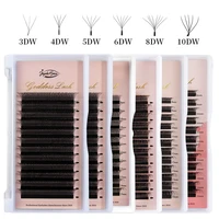 Pestañas en forma de diosa YY W 2D 3D 4D 5D 6D 7D 8D, extensiones de pestañas prefabricadas con floración automática, pestañas individuales naturales