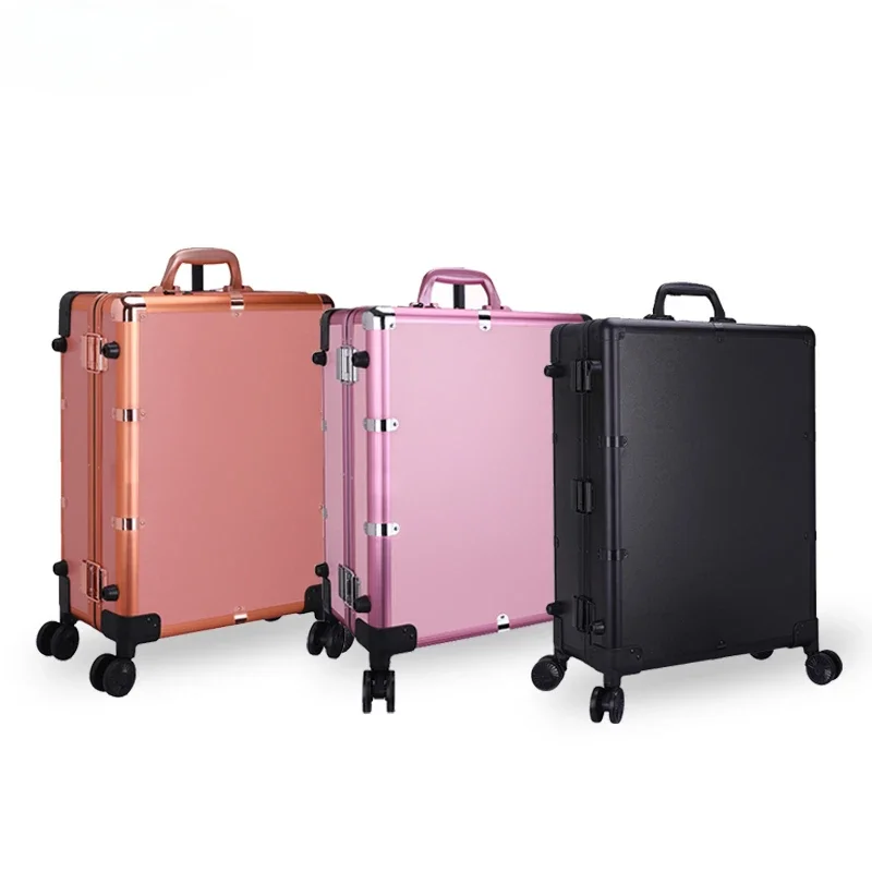 Makeup case professional with makeup artist, with lamp mirror bracket, trolley case, luggage compartment, makeup artist toolbox