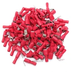 100pcs 6.3mm Splice Wire Connector Insulated Piggyback Female Spade Crimp Terminals1.25-250 Electrical Connectors