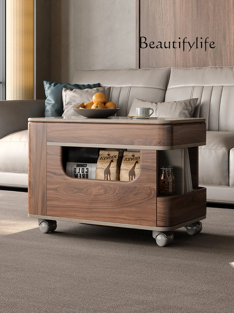 

American Small Apartment Solid Wood Adjustable Mobile Household Coffee Table