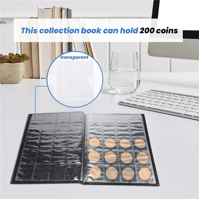 A41Z-PCCB High Quality Put 200 Pcs Coins Album For Fit Cardboard Coin Holders Professional Coin Collection Book(Color Random)