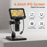 4.3inch Microscope Digital Coin Microscope 1600X Coin Magnifier with Lights 1920P HD Microscope for PCB Repair Plants PC View