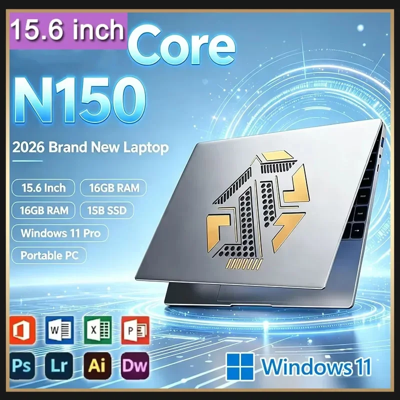 2026 15.6' Laptop Intel Core N150 32GB 2TB Gaming PC Ultra Slim Office Study Computer PC Windows 11 Pro 1920*1080 HD