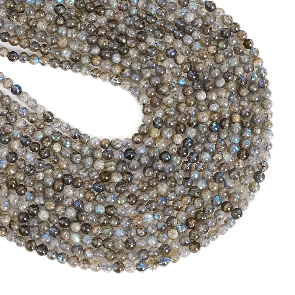 Natural Grey Labradorite Beads Round Loose Gemstone Beads for Jewelry Making Wholesale Sparkling Energy Healing Chakra Stones view 6