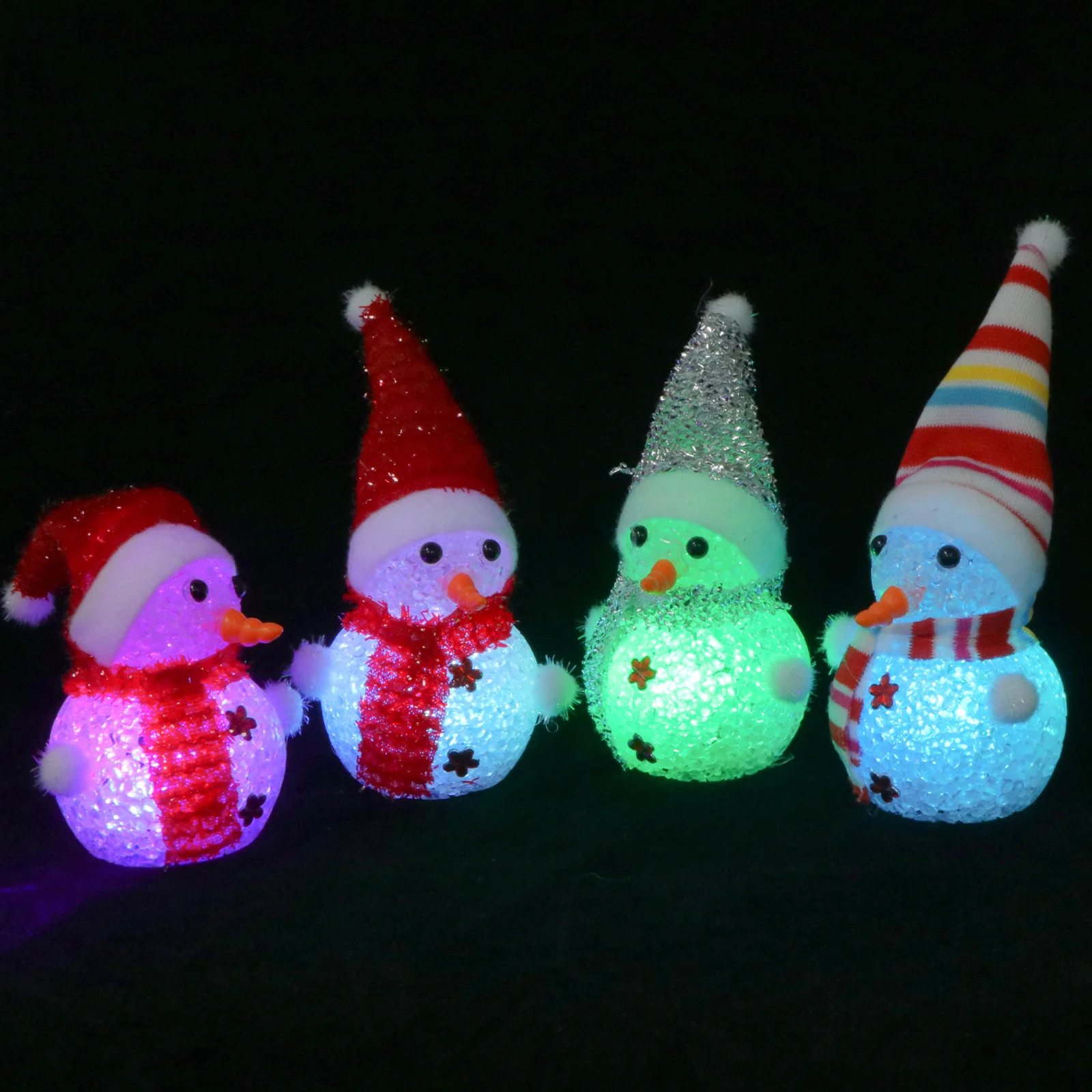 Lámpara LED de muñeco de nieve que cambia de Color, decoración navideña para el hogar, oficina, dormitorio, sala de estar, cocina, baño, escritorio, 4 Uds.