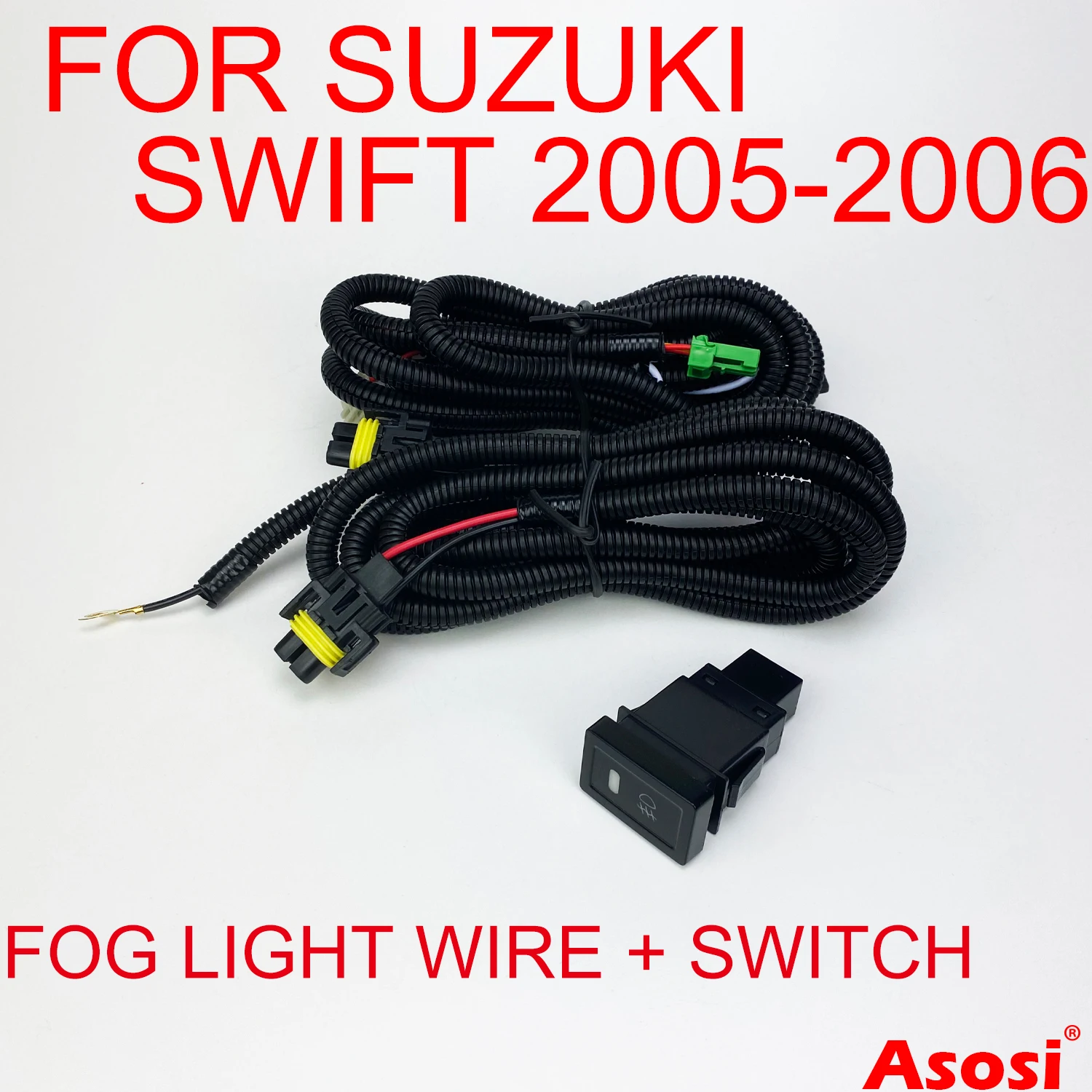 

Front Fog Light Wire Harness + Push Switch For Suzuki Swift 2005 2006 2007 2008 2009 2010 With Fuse Relay 40A 12V H11 Male Plug