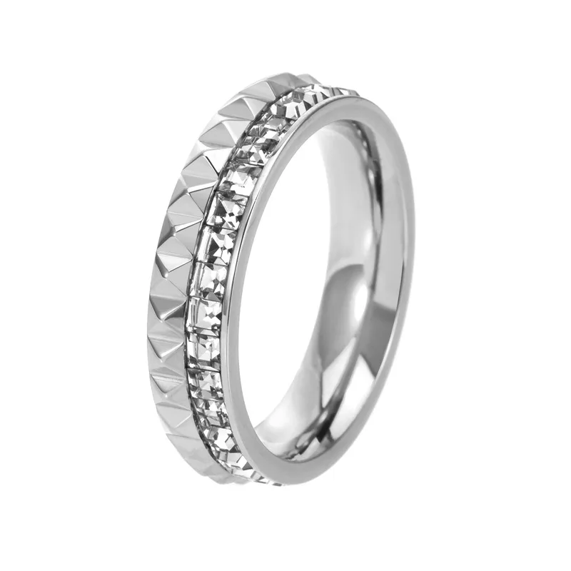 Damen Luxus Zahnradring Edelstahl 18K Vergoldeter Ewigkeitsring mit Zirkonia Modeschmuck Accessoires – Detail 4