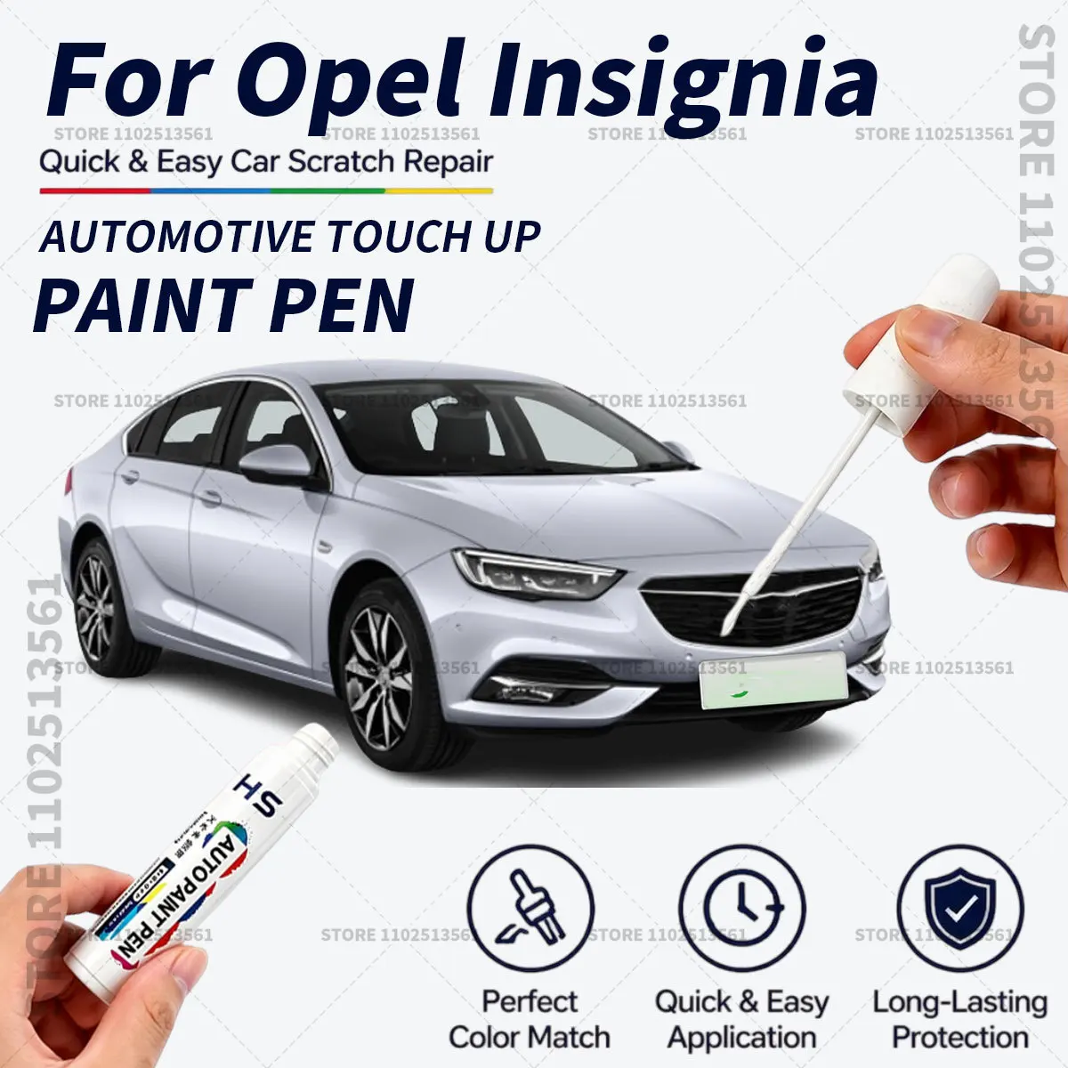 Quick Dry Car Touch Up Paint Pen Auto Scratch Repair Brush for Paint Chips Scratches and Scuffs For Opel Insignia White Black