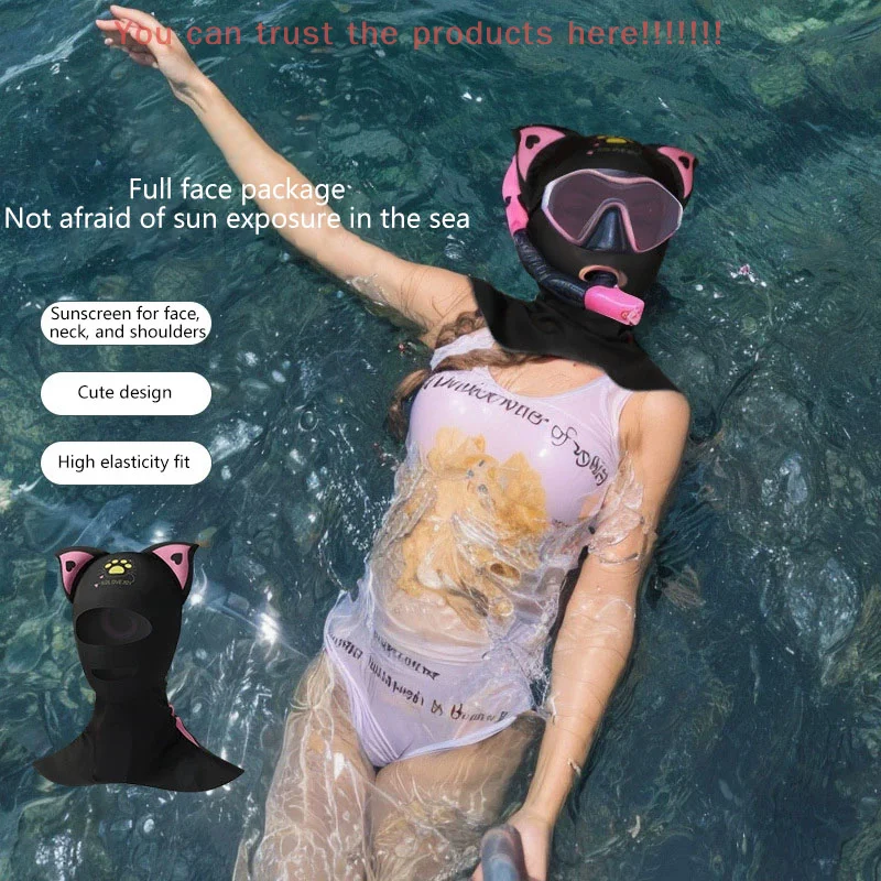 

Swiming Diving Facekini UV Sun Protection Full Face Mask Head Neck Cover Face Elastic Swim Cap For Diving Water Sports Wear