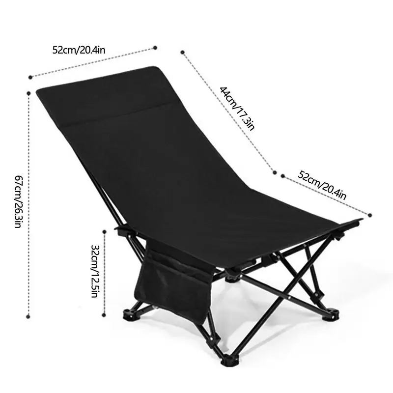 Cadeira dobrável ao ar livre Lua com bolso lateral, 600D Oxford Folding Chair, piquenique, Camping, carro, cadeiras de gramado, cadeira reclinável