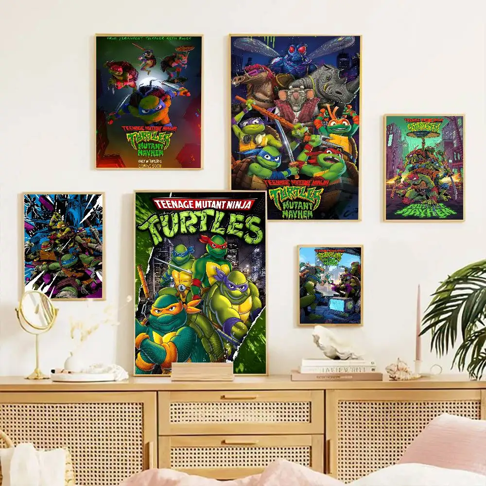 Anime-Poster N-Ninja Coole T-Schildkröten, klassisches Whitepaper-Poster, wasserfester Papieraufkleber, Kaffeehaus, Bar, ästhetisch