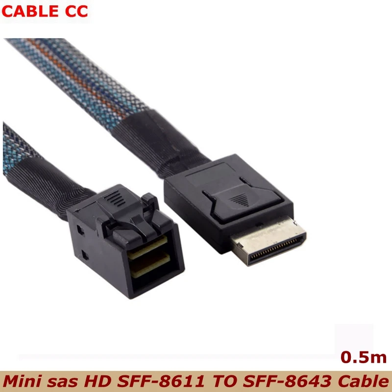 OcuLink PCIe PCI-Express SFF-8611 4i to Mini HD SFF-8643 SSD Data Active Cable 50cm