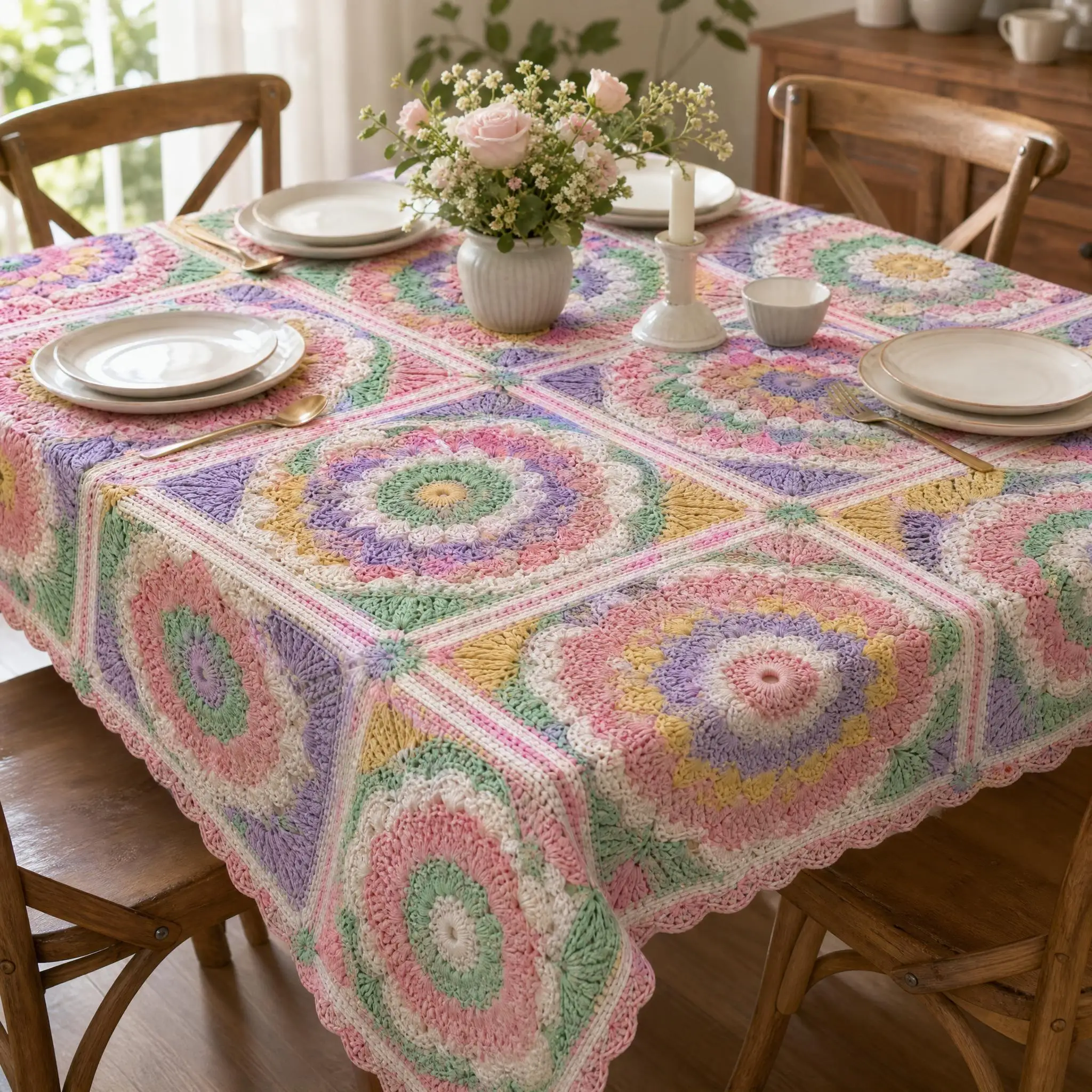 Crafting & Crochet Revival Style Tablecloth, Suitable For Table Decoration, Unique Holiday Gift - view 4