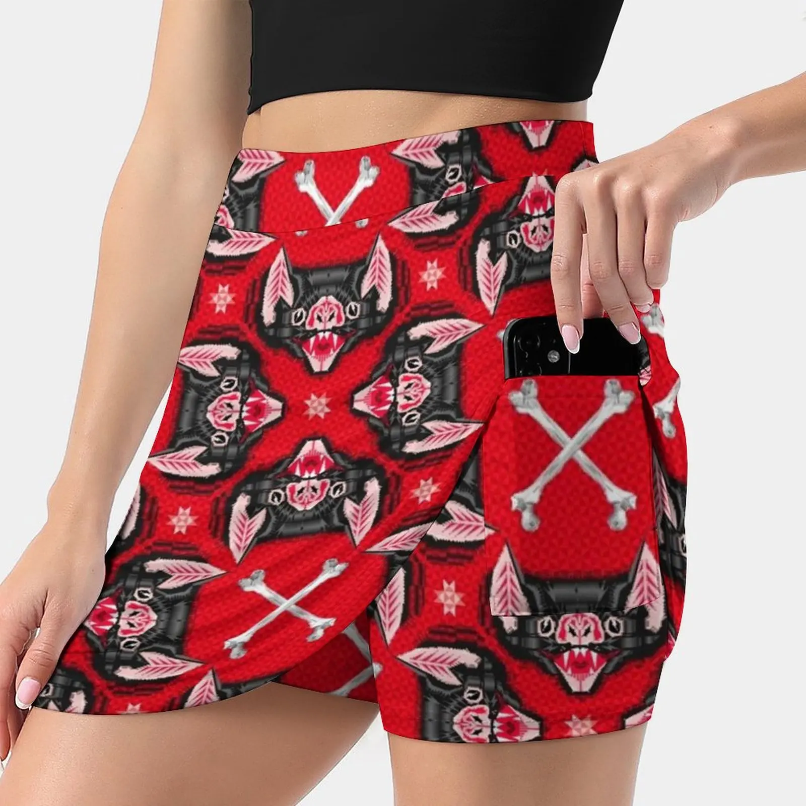 Bat Head Pattern Women's skirt With Pocket Vintage Skirt Printing A Line Skirts Summer Clothes Bat Bathead Vampire Goth Gothic