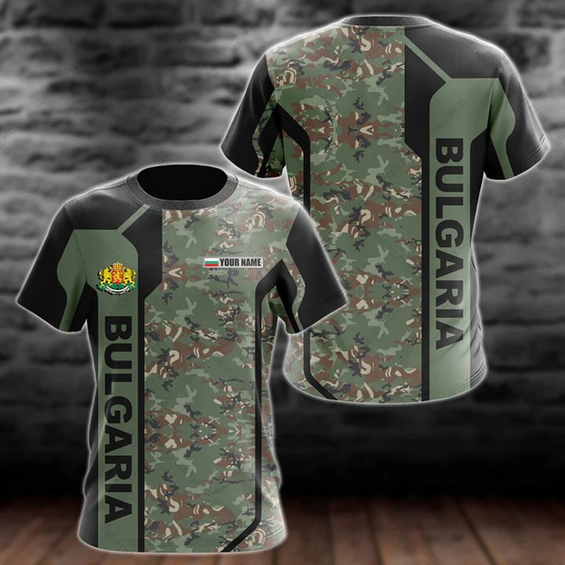 Bulgaria Emblem Custom Name Unisex T-shirts Loose Oversized Camouflage Tops Summer Sportswear Casual Tees For Men Women And Kid