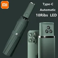 XIAOMI ZUODU Automatic Folding Umbrella with Electric Smart LED Light Windproof Large Rain Umbrella Portable Parasol For Outdoor