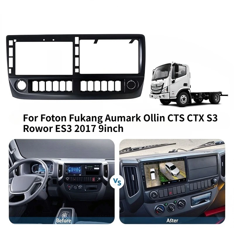 9inch for Foton Fukang Aumark Ollin CTS CTX S3 Rowor ES3 Frame 2017 Car Stereo Radio Fascia Frame Dash Panel Trim Kit