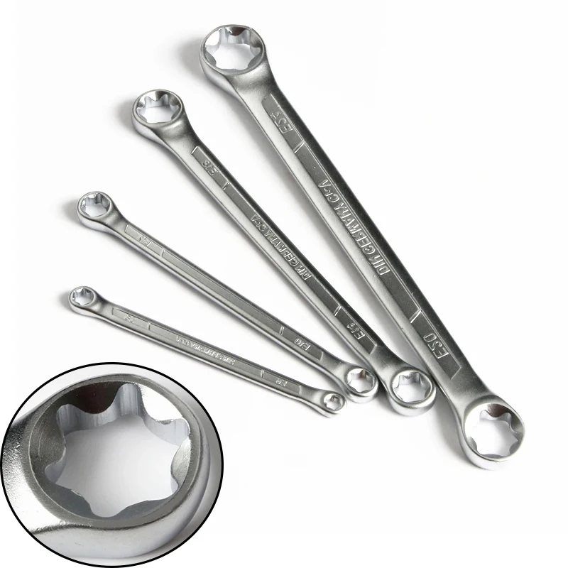 4Pcs Star Double-ended Hexagon Socket E-Torx Box Ring Wrench Set Spanner E-type Tools E6-E24