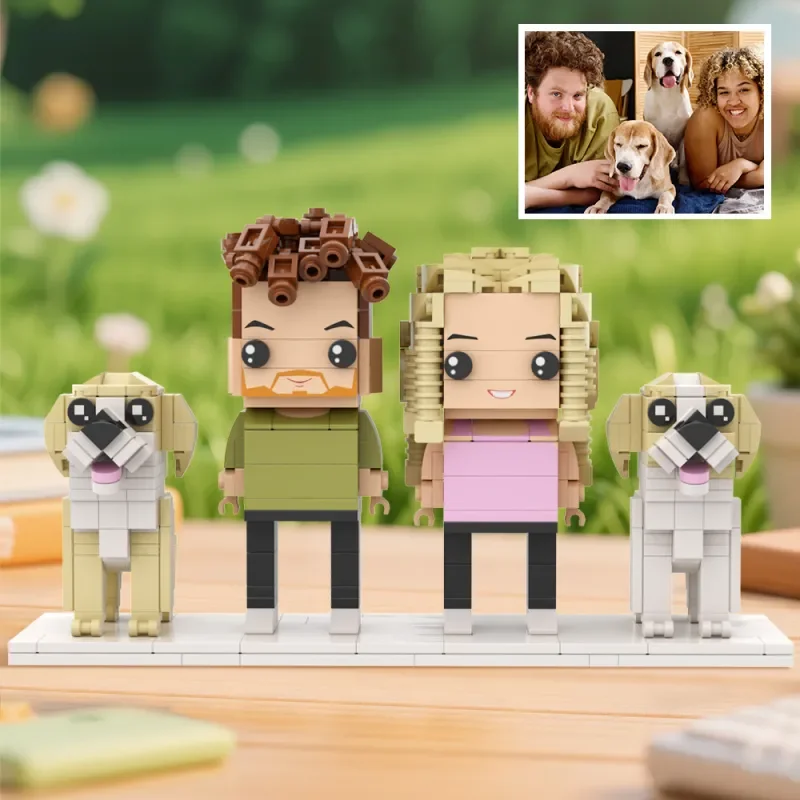 

Building Blocks Personalized 1 People Fully Body People With Dog and Cat Pets Family Gifts my custom brickfigures photo