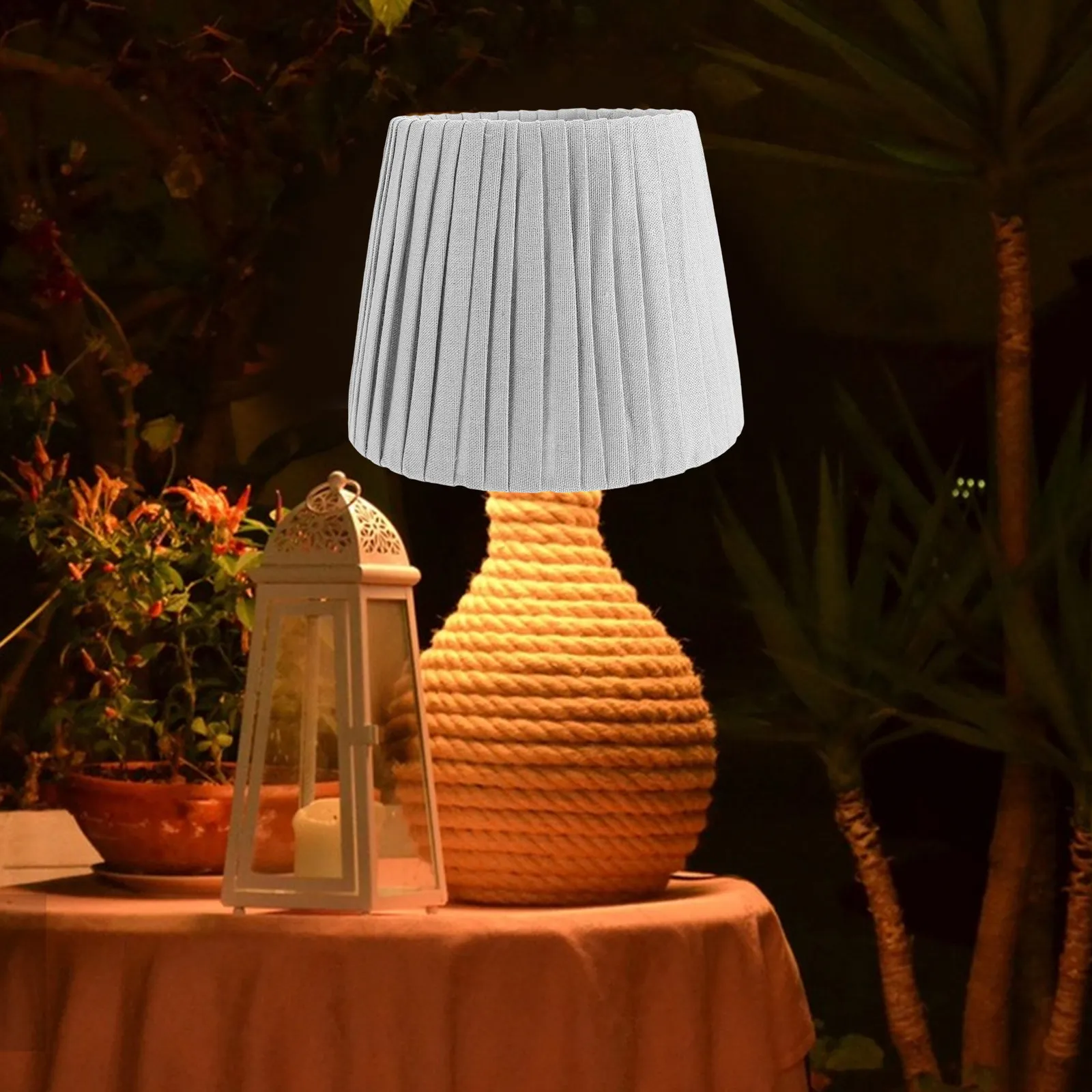 Pleated Small Lamp Shade Fabric Replacement for Bedside Desk Nightstand Lamps Spider Fitter Soft Warm Lighting