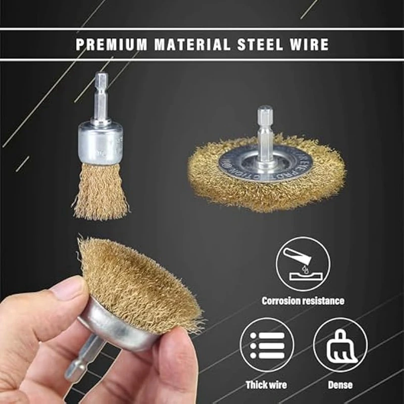 14Pc Wire Wheel Brush Set For Drill With 6Mm Shank,Aggressive&Indestructible For Cleaning Corrosion/Paint, Deburring