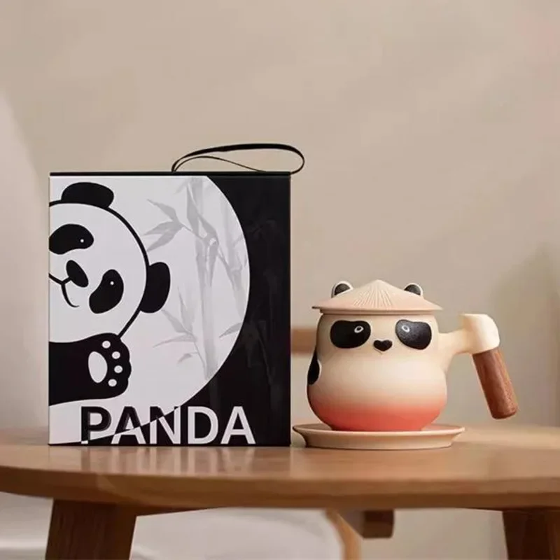 Ceramic Panda Tea Infuser Mug With Lid Separate Steep Cup For Office Desk Home Tea Time Gift For Women Couple Birthday
