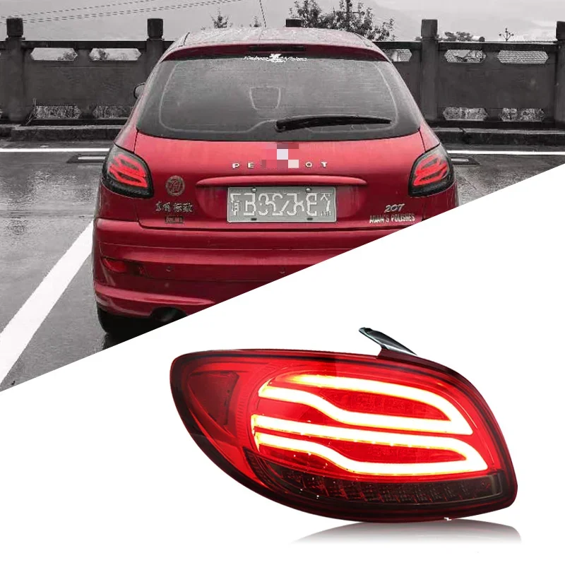 For Peugeot 206 2004-2008 LED Taillight Rear Fog Lamp Turn Signal Light Highlight Reversing and Brake Light