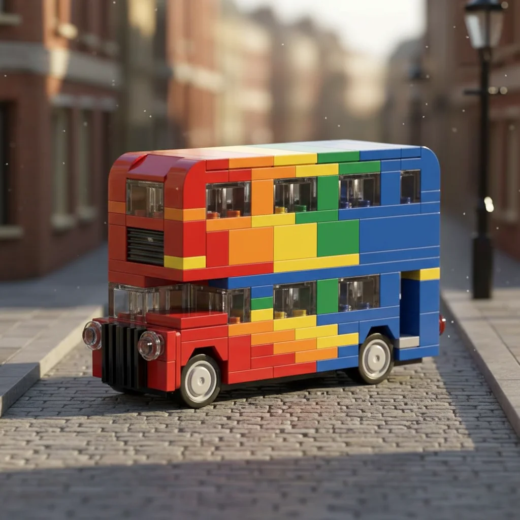 

MOC Rainbow Double-Decker Bus Building Blocks, Educational Assembly Model for Kids, Perfect Holiday Gift, Fosters Creativity