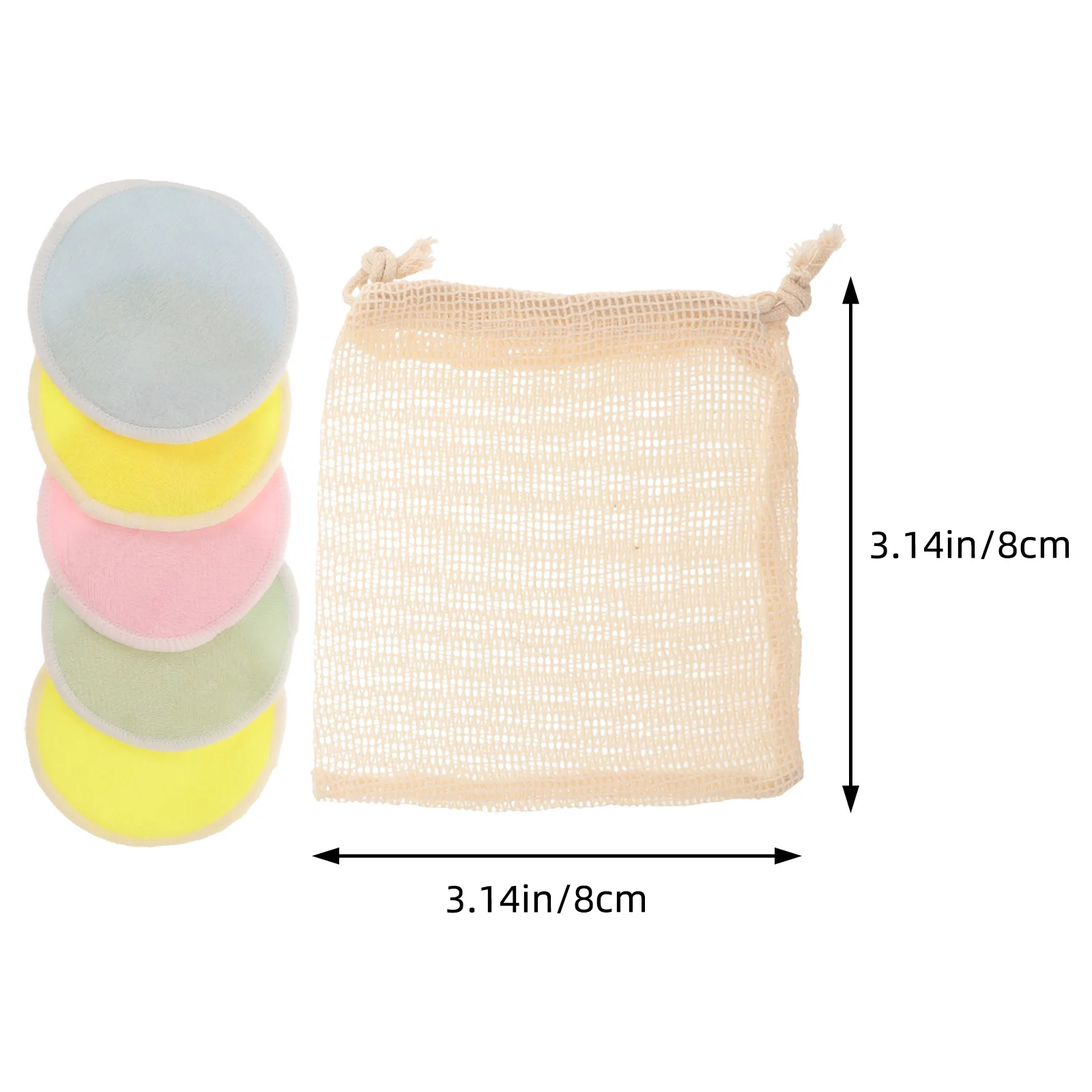 5Pcs Double-Sided Makeup Removal Pads Ultra-Soft Fabric Facial Cleansing Pads Portable Storage Friendly Reusable Beauty Tool