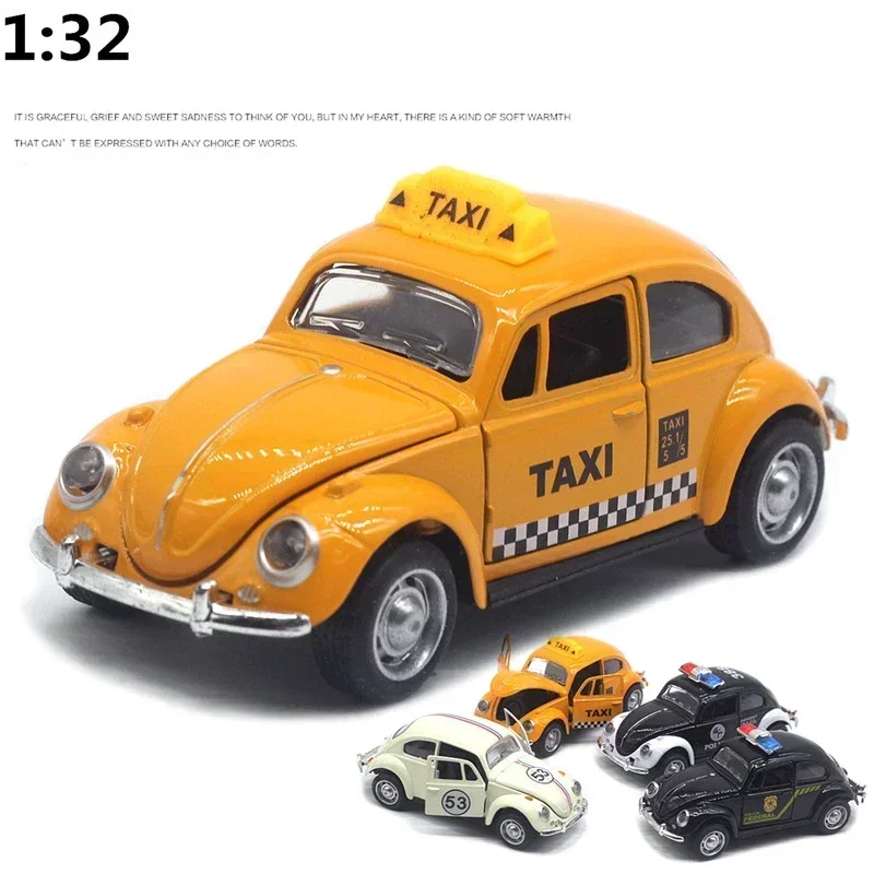 1:32 Volkswagen Beetle Auto in lega Fonde sotto pressione Modello giocattolo classico in metallo con funzione pull back Veicoli per regali per bambini