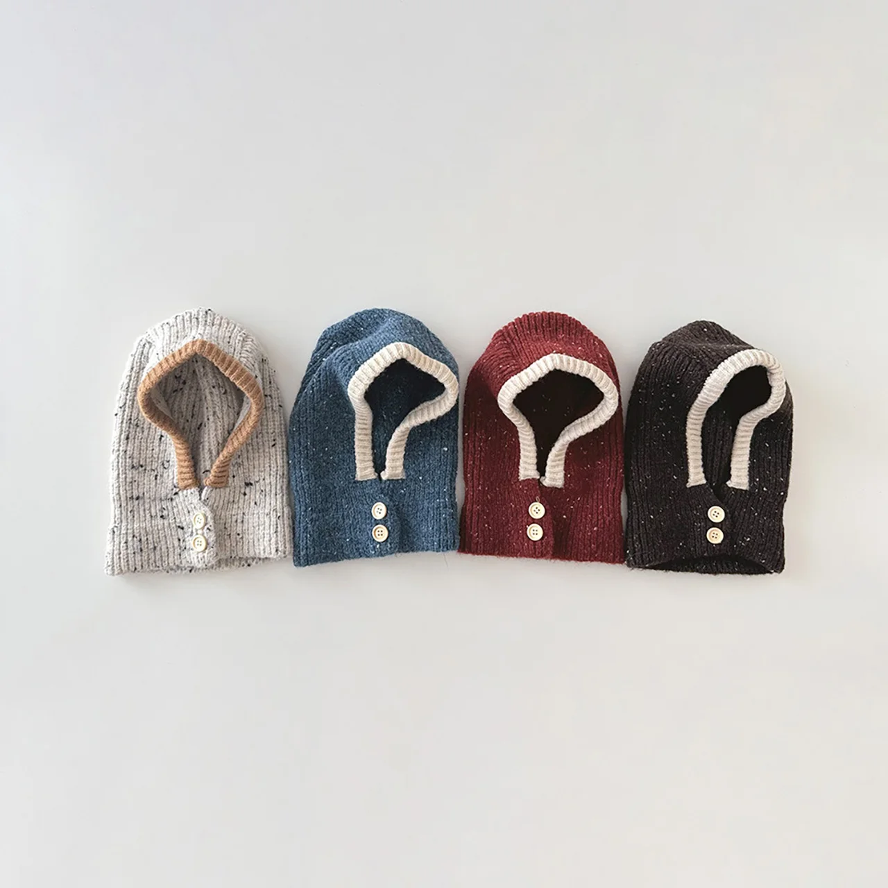 

Korean Baby Balaclava Hat Winter Thick Wool Knitted Beanie Cap for Kids Boy Girl Outdoor Windproof One Piece Scarf Hats