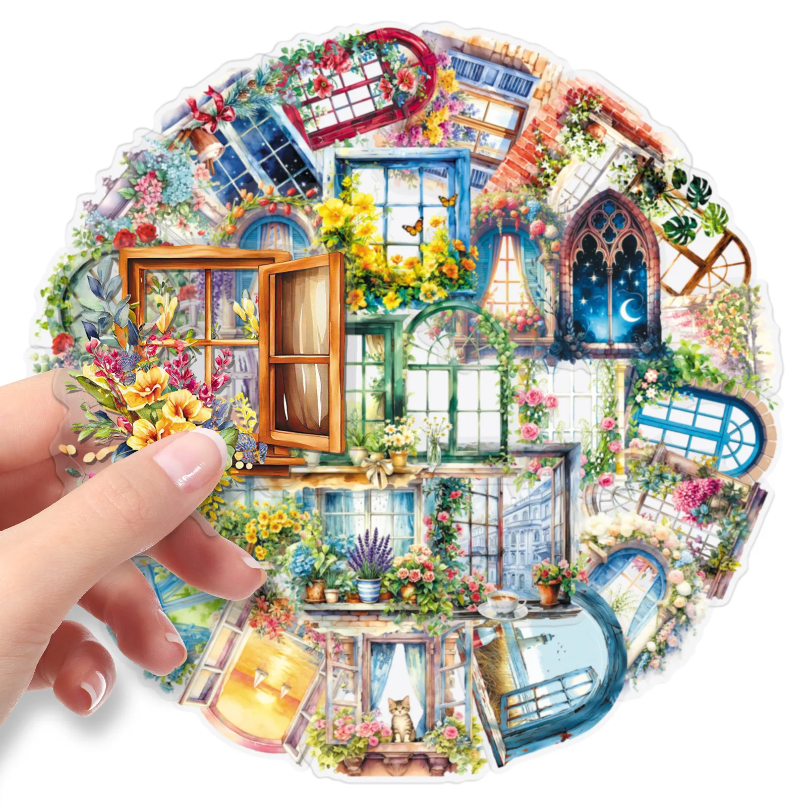 10/50PCS Transparente Fenster Blume Aufkleber PET Graffiti DIY Dekoration Handy Fall Notebook Wasser Tasse Spielzeug Geschenk Aufkleber