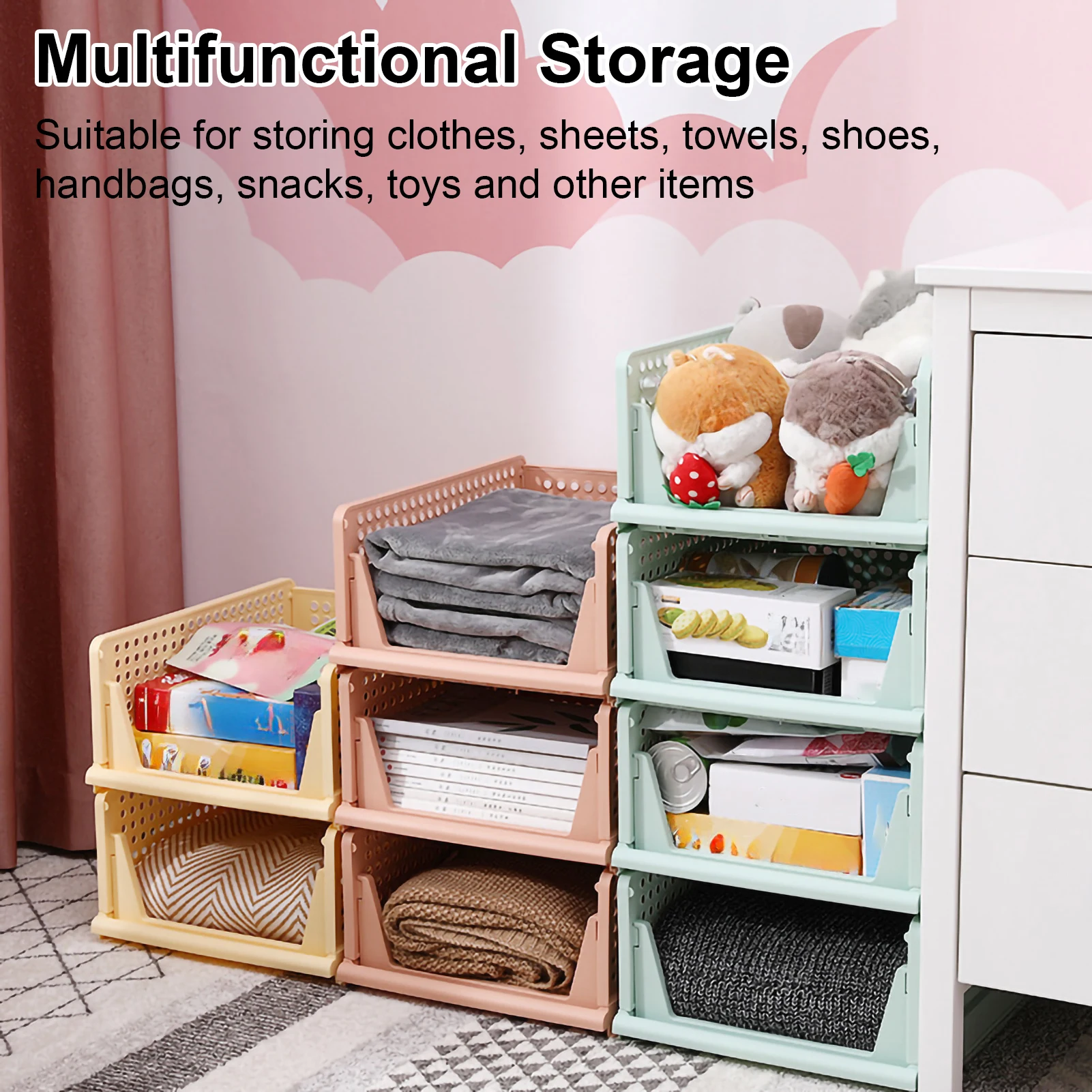 Clothes Storage Basket Drawer Clothes Shelf Closet Storage Stacking Board Foldable Clothes Basket Plastic Storage Basket