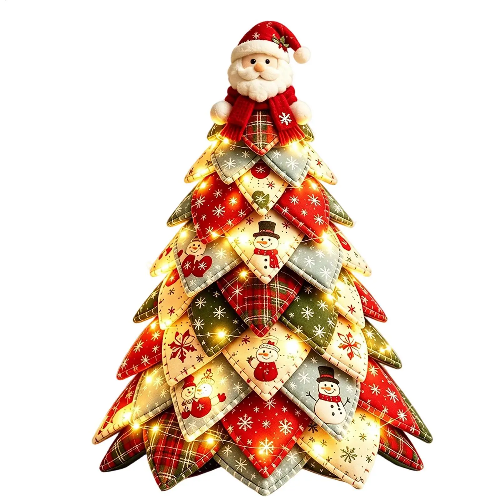 diyキルト製クリスマスツリー-季節限定キルティングアートクラフト-ライト付き布製キルトクリスマスツリー-家庭、オフィス、学校、ファームハウス用