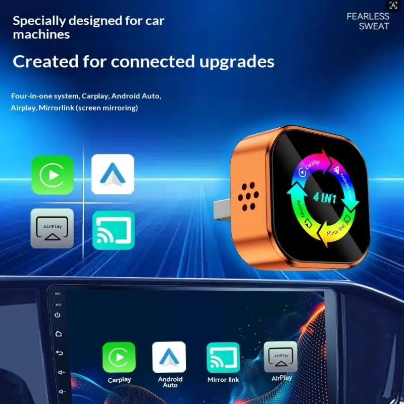 

Беспроводной адаптер Carplay 4-в-1, подключение Android Auto, Airplay, Mirror Link, Screen Plug and Play, Bluetooth для iOS и Android