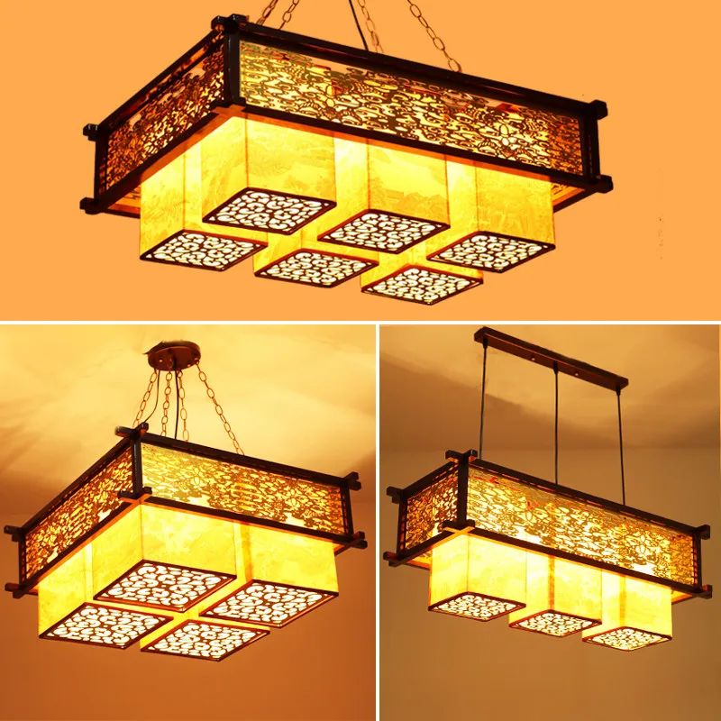 

Chinese classical antique chandelier living room dining room wood lamp teahouse hotel box engineering lamp hot pot shop lamp