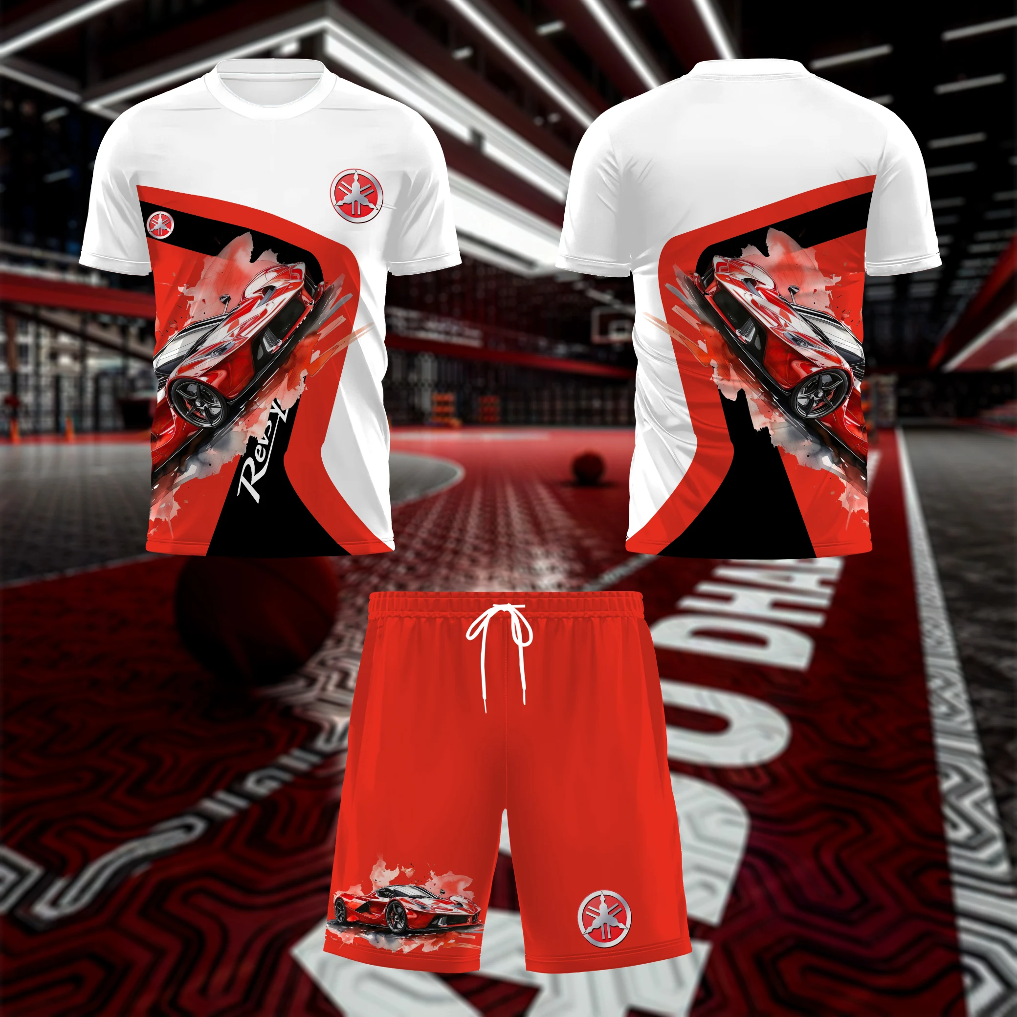 

Summer 2025 new 3D racing car pattern printed casual, fashionable, soft, comfortable and breathable men's set