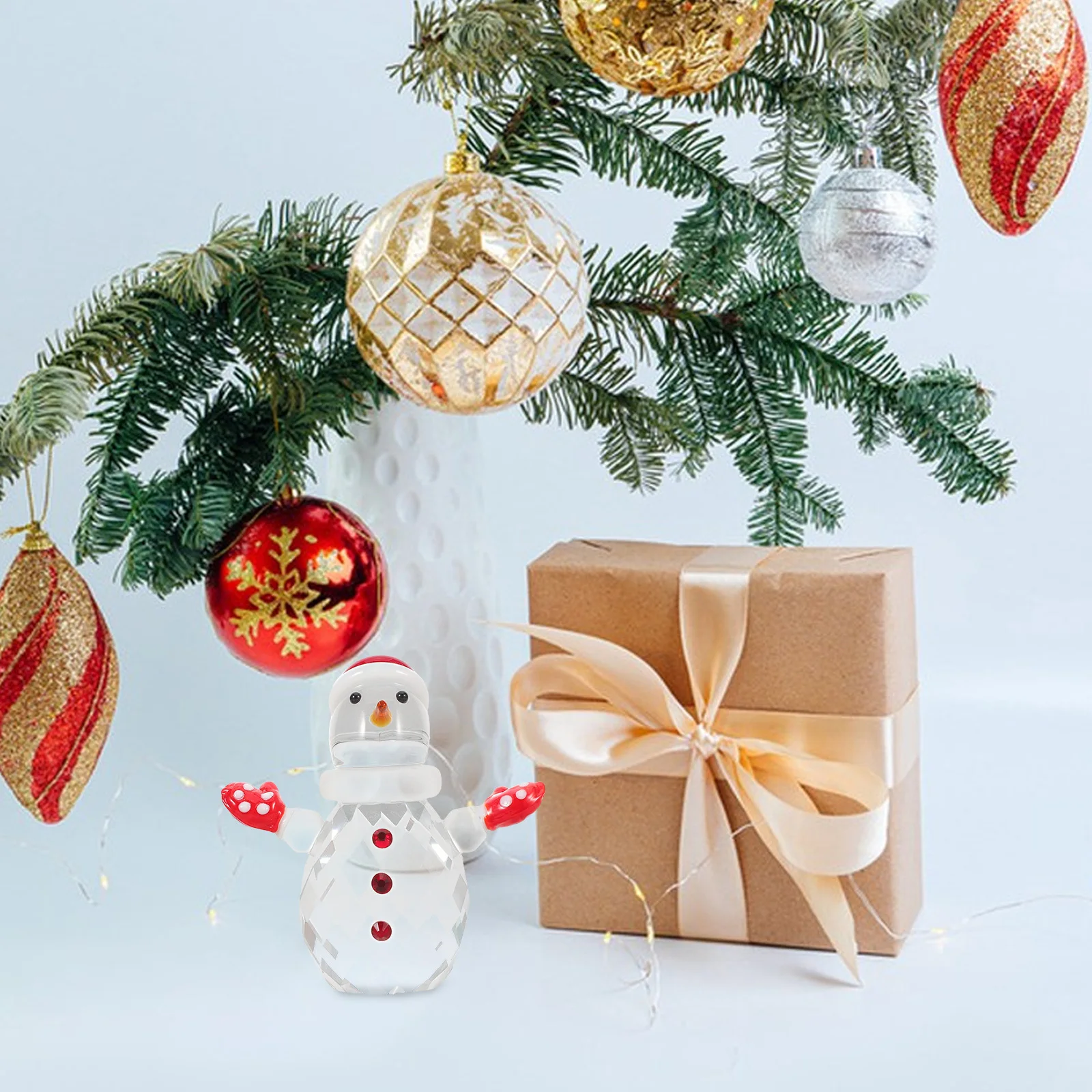 

Sparkling Crystal Snowman Ornament: Mini Christmas Home Decor Craft for Tabletop Desk Living Room Holiday Display Festive
