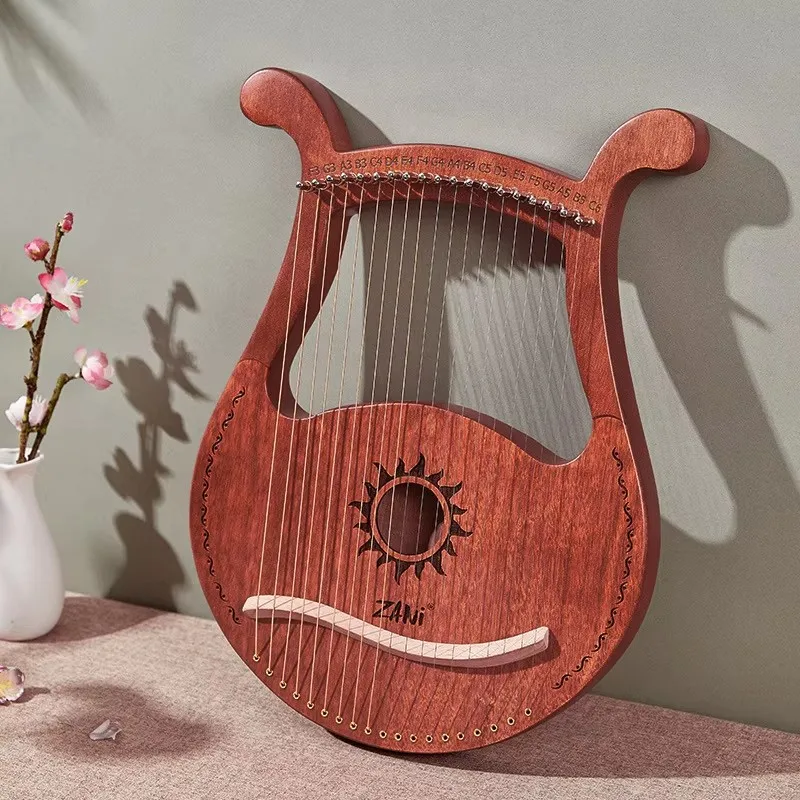 Lyre Harp 19 Strings Classical Harp Lyre Harp Wooden Mahogany Musical Instrument Lyre Harp With Tuning Wrench Spare Strings