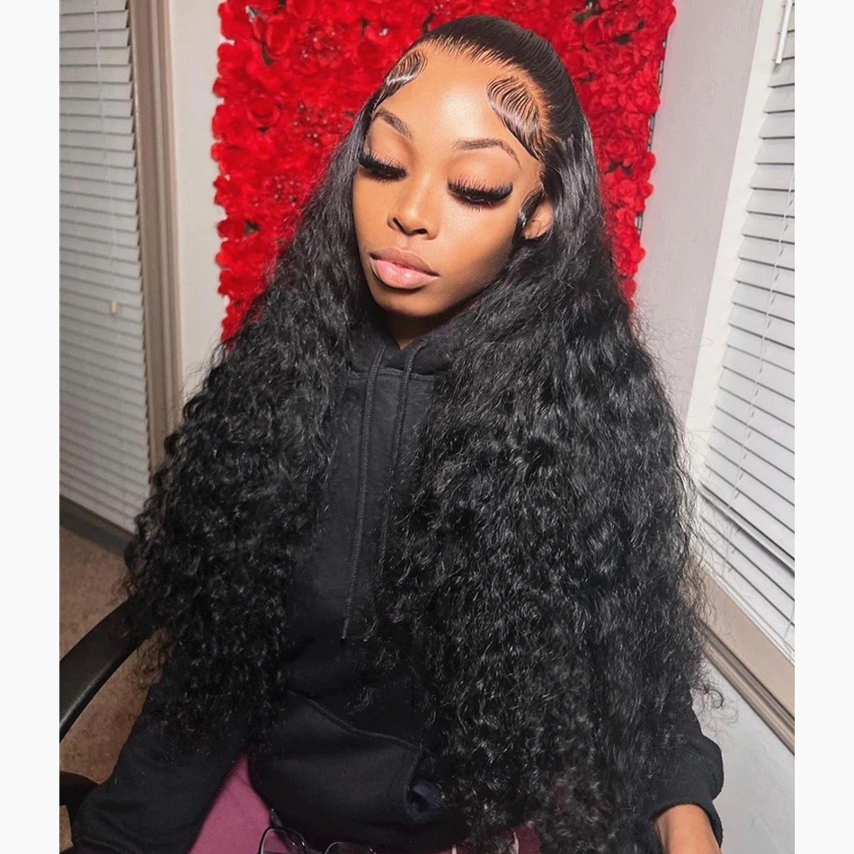 

13x4 HD Кружевной Глубокий Волнистый Фронтальный Парик Человеческих Волос Бразильский 30 40-дюймовый Парик Фронта Шнурка Вьющиеся Парики Шнурка для Женщин Предварительно Сорванные